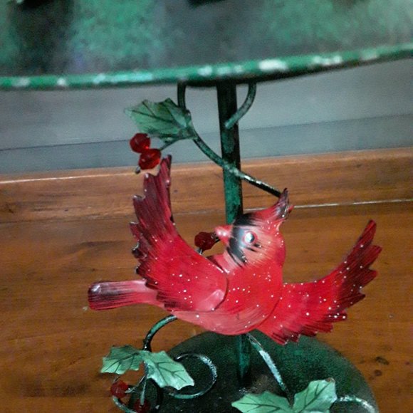 Tin Cardinal Tea Light Holder with Shade - Picture 2 of 5